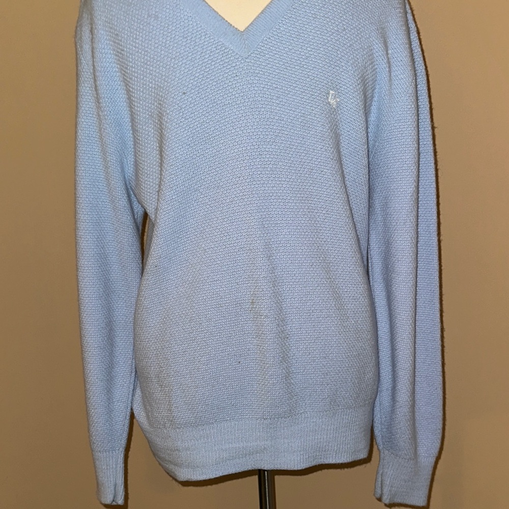 Dior Men's V-Neck Sweater in Soft Blue